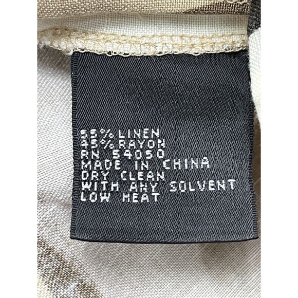 Kasper Tunic Top Womens size 8‎ Linen blend Tan White Shell Beach Notch Neck - Picture 5 of 7